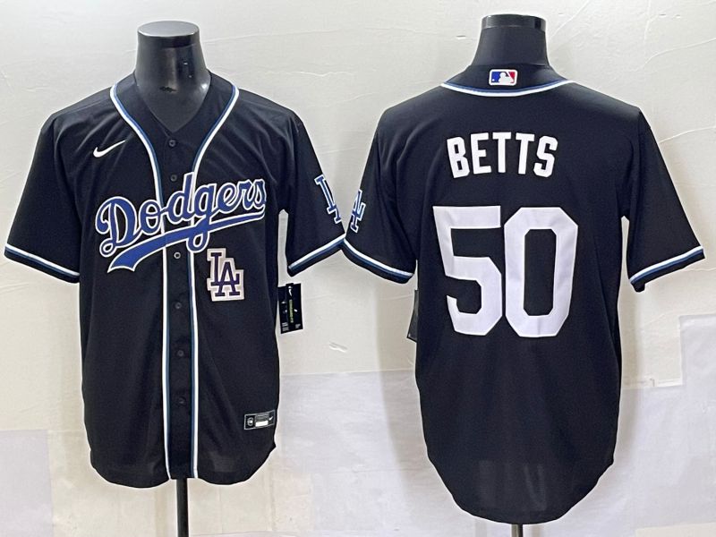 Men 2025 Los Angeles Dodgers #50 Betts Black Three generations Fashion Nike MLB Jersey style 70412
